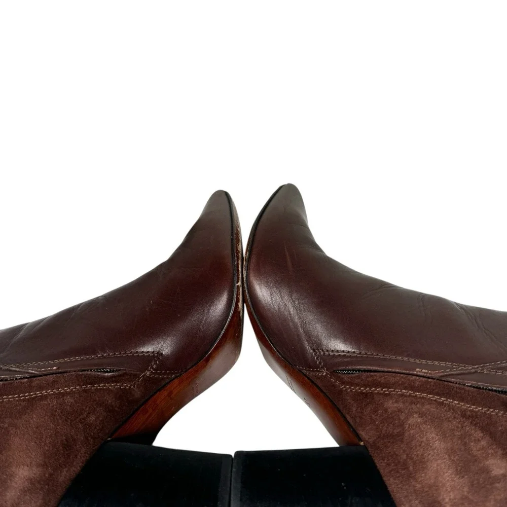 Costume National Womens Sz 37 EUR Brown‎ Leather Zip Buckle Ankle Boots Booties